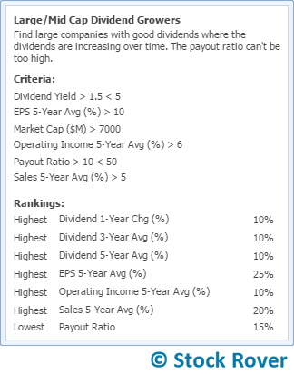 dividend growers screener