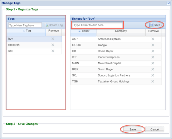 manage tags