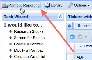 portfolio reporting button