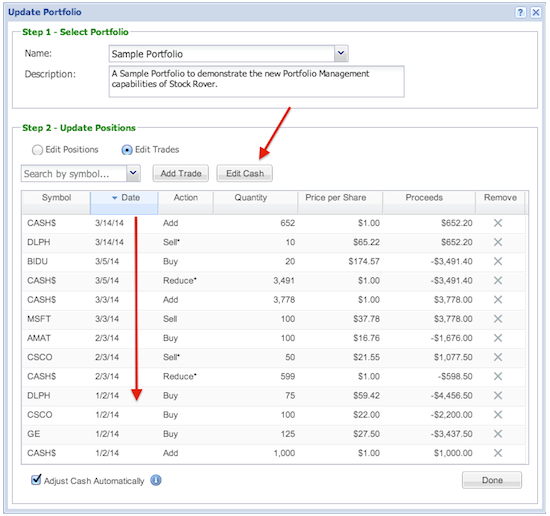 editing cash and sorting