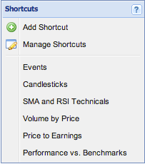 shortcuts menu