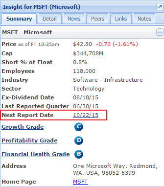 next report date