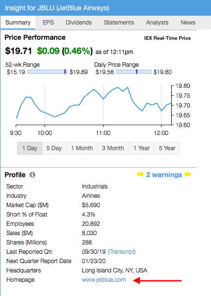 Click to enlarge homepage in insight panel