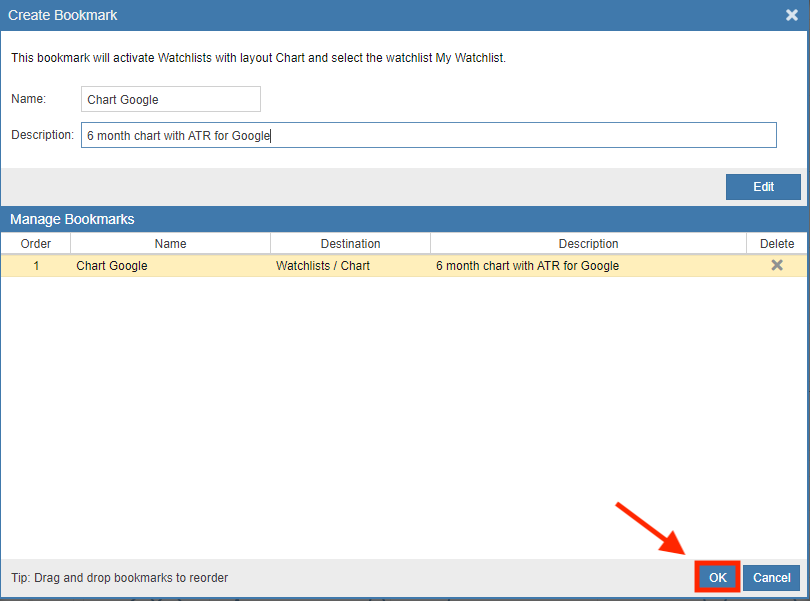 confirm bookmark