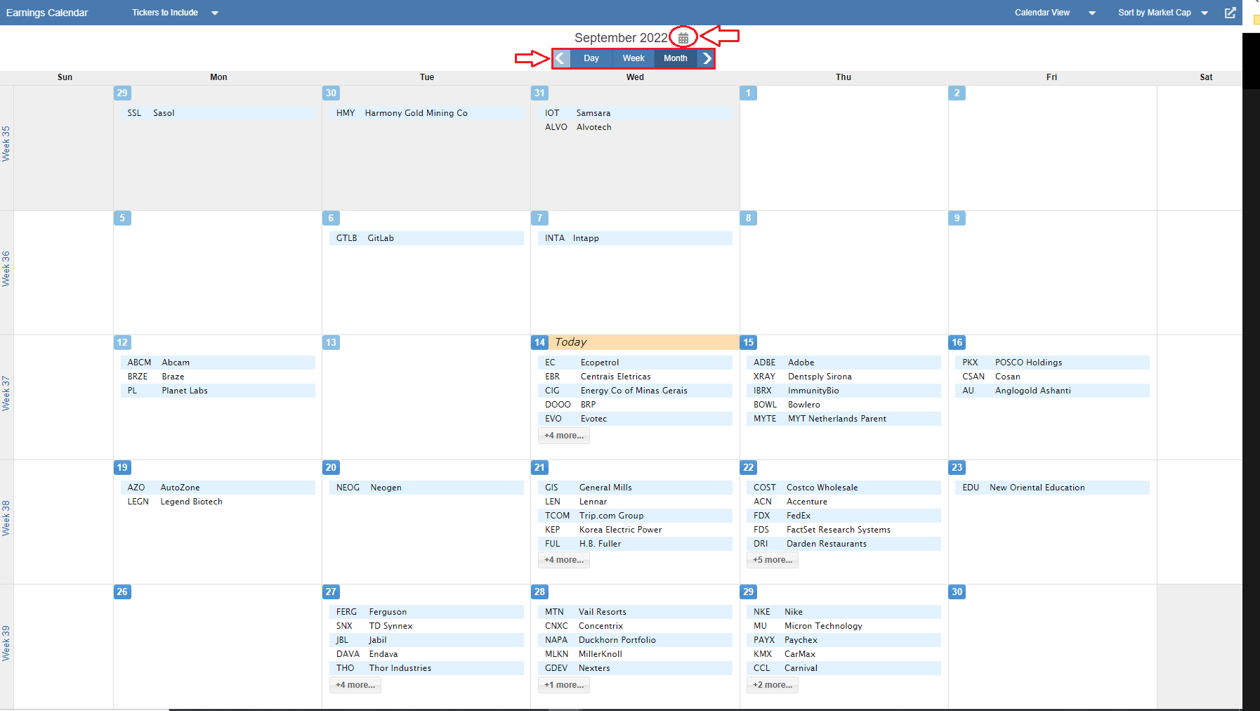 Earnings Calendar