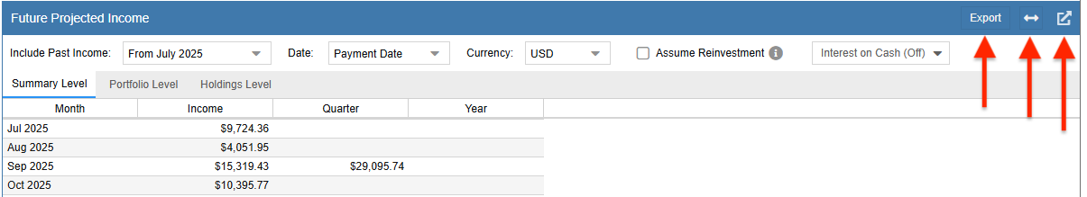 Future Income Header Bar