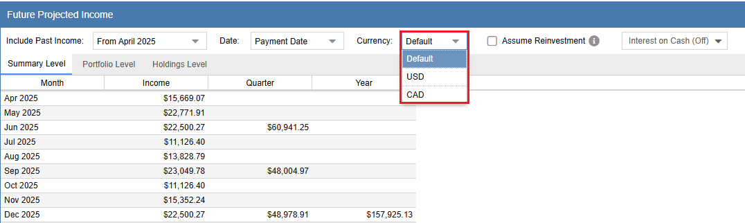 Future Income Selection