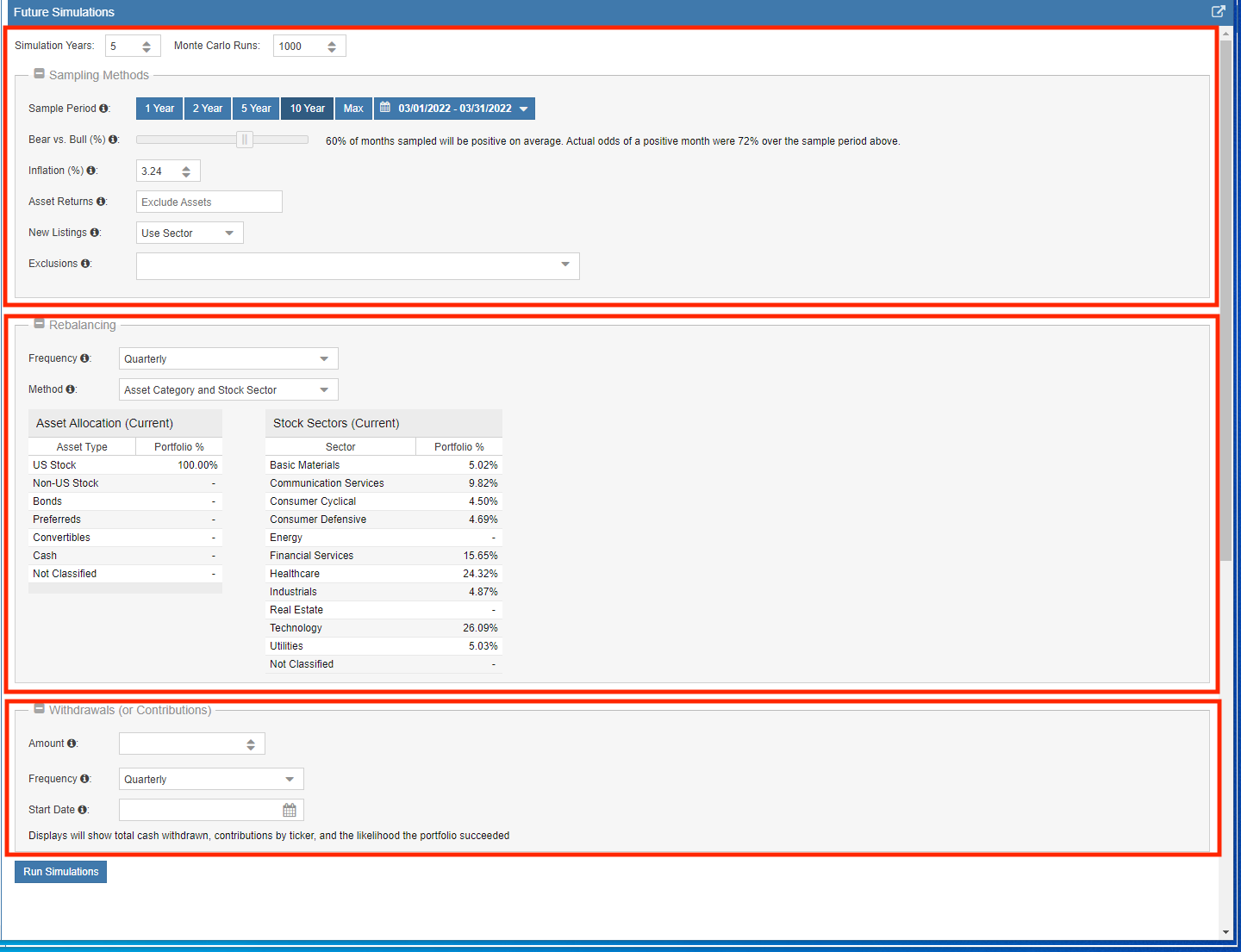 Future Simulation Settings