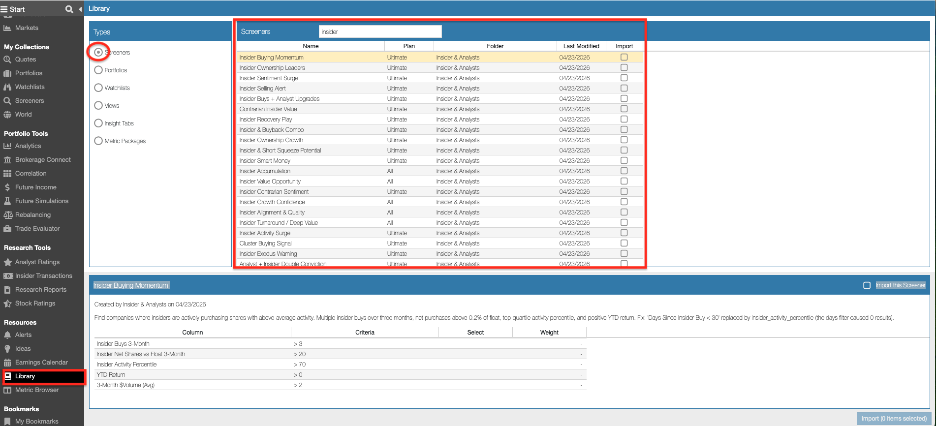 Insider Screener