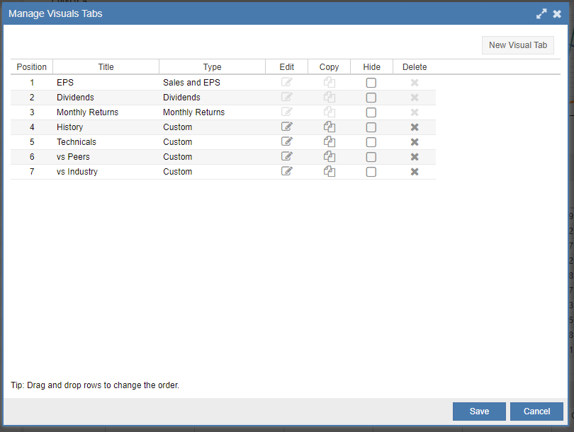 Manage Visuals Tabs