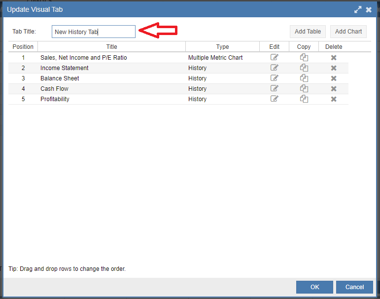 Renaming Visual Tab