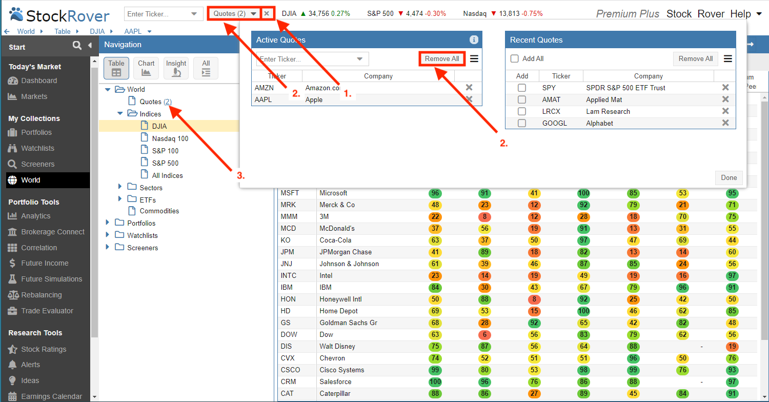  remove all tickers