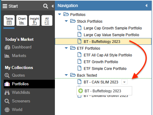 drag and drop a portfolio