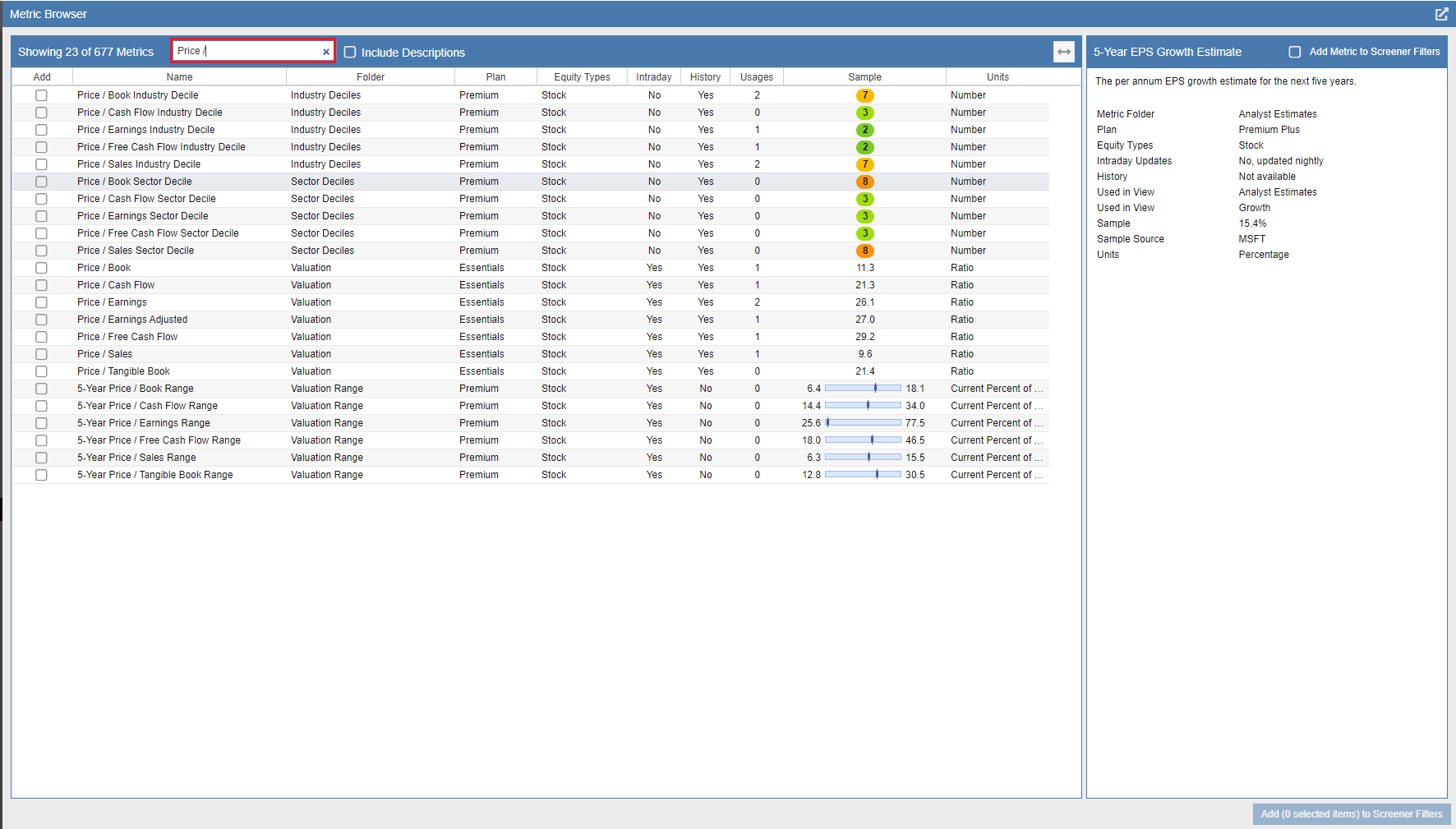 search metric browser