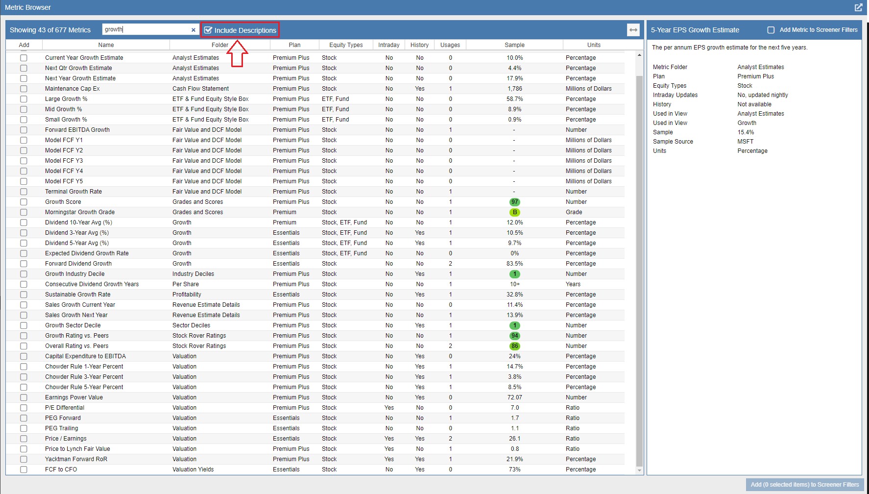 search metric browser