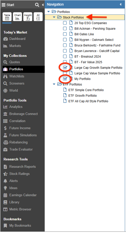 multi-select portfolios