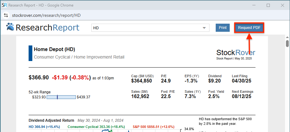 Stock Research Report First Page
