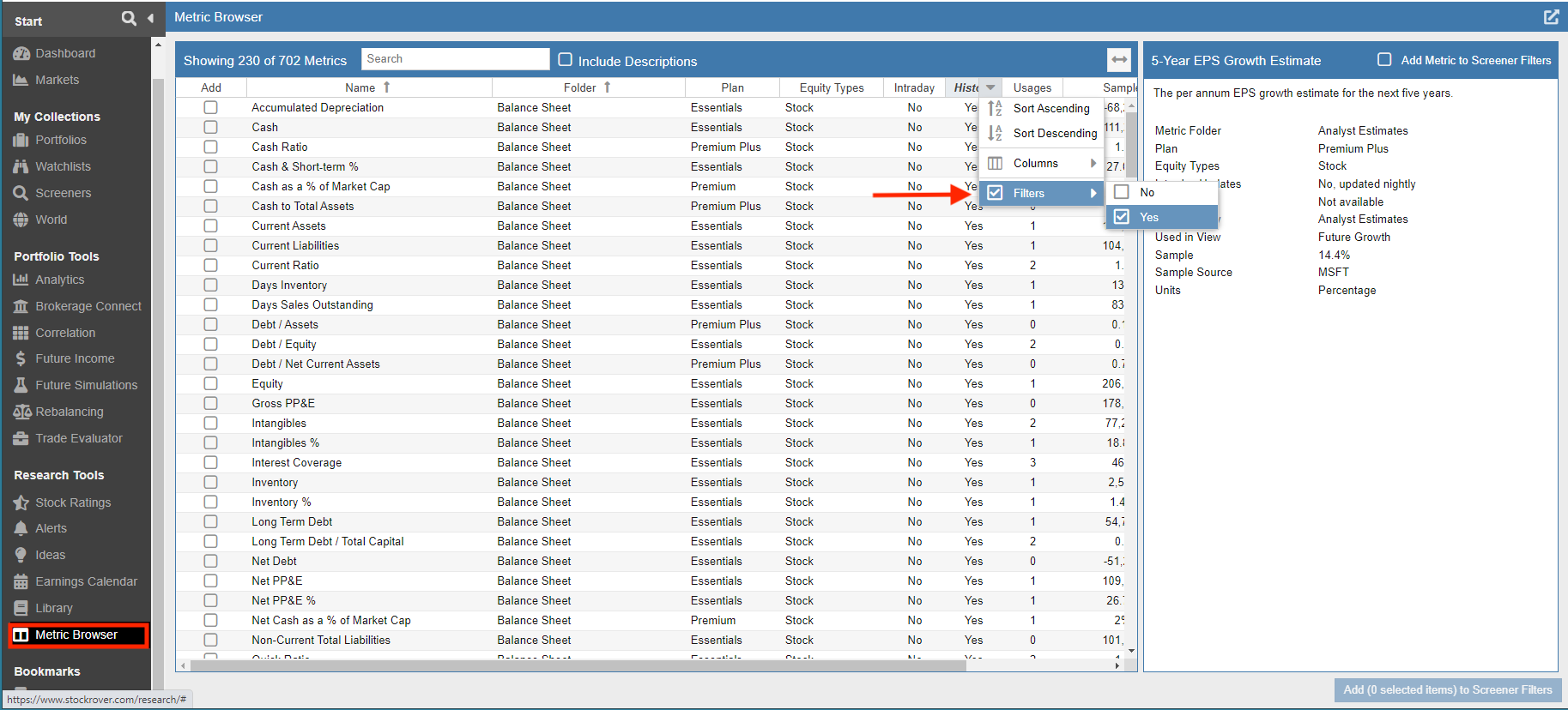 Metric Browser