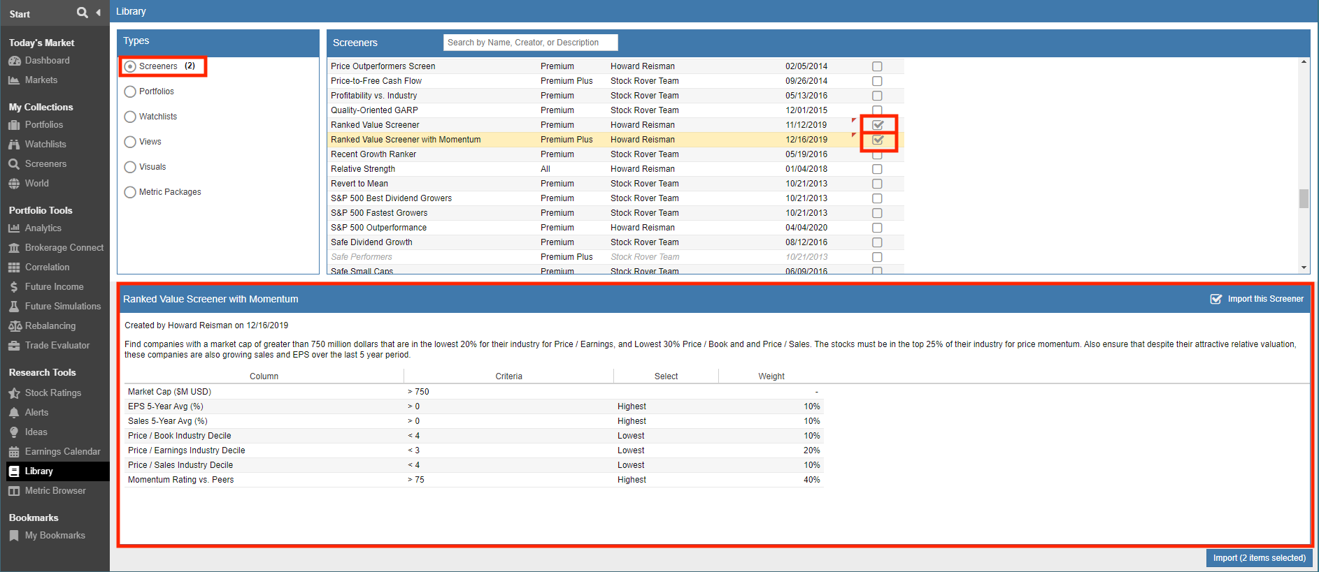 Import a Screener