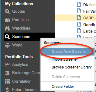 create new screener through task wizard