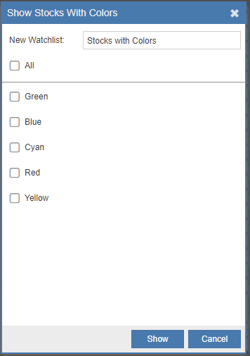 Show Stocks_With Color Window