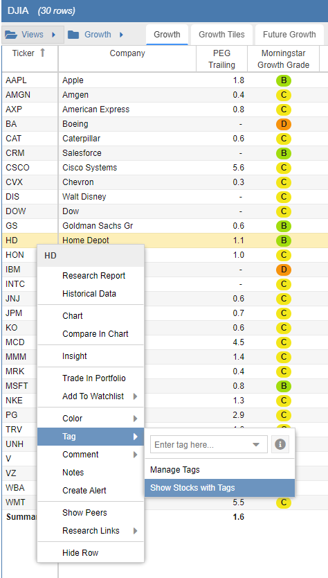 Show Stocks_With Tags