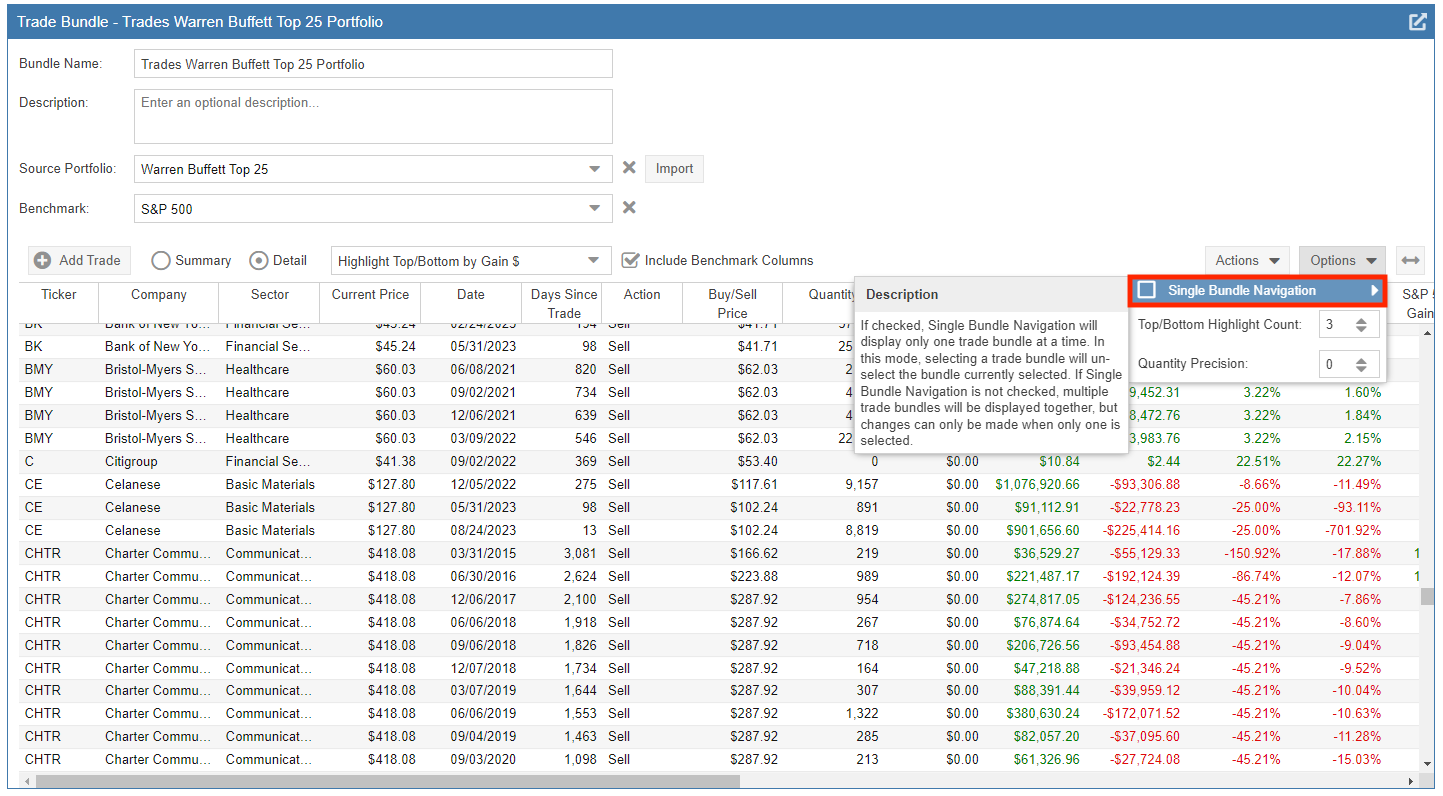 single bundle navigation