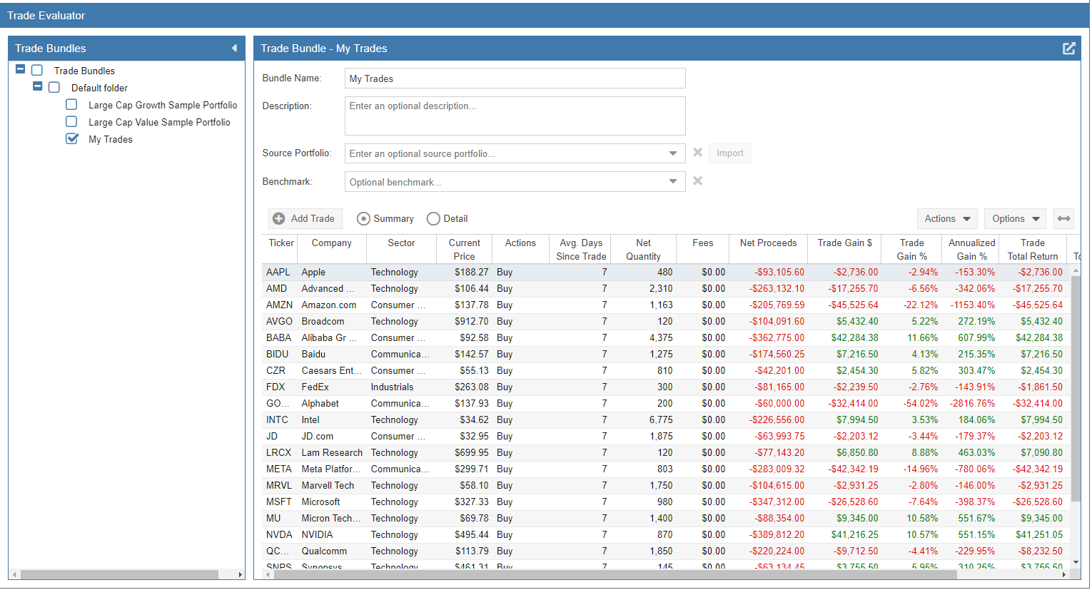 imported portfolio