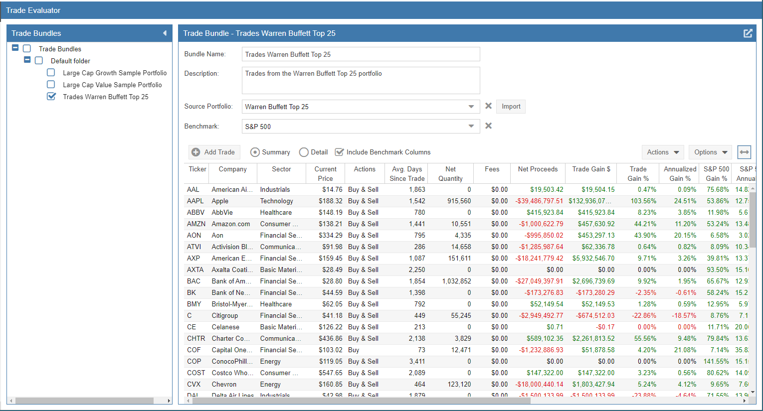 display imported portfolio