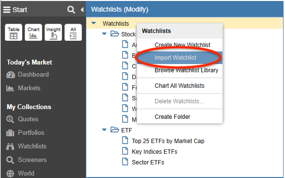 Import a Watchlist