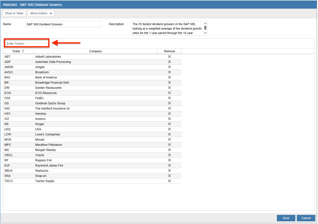 Update screener