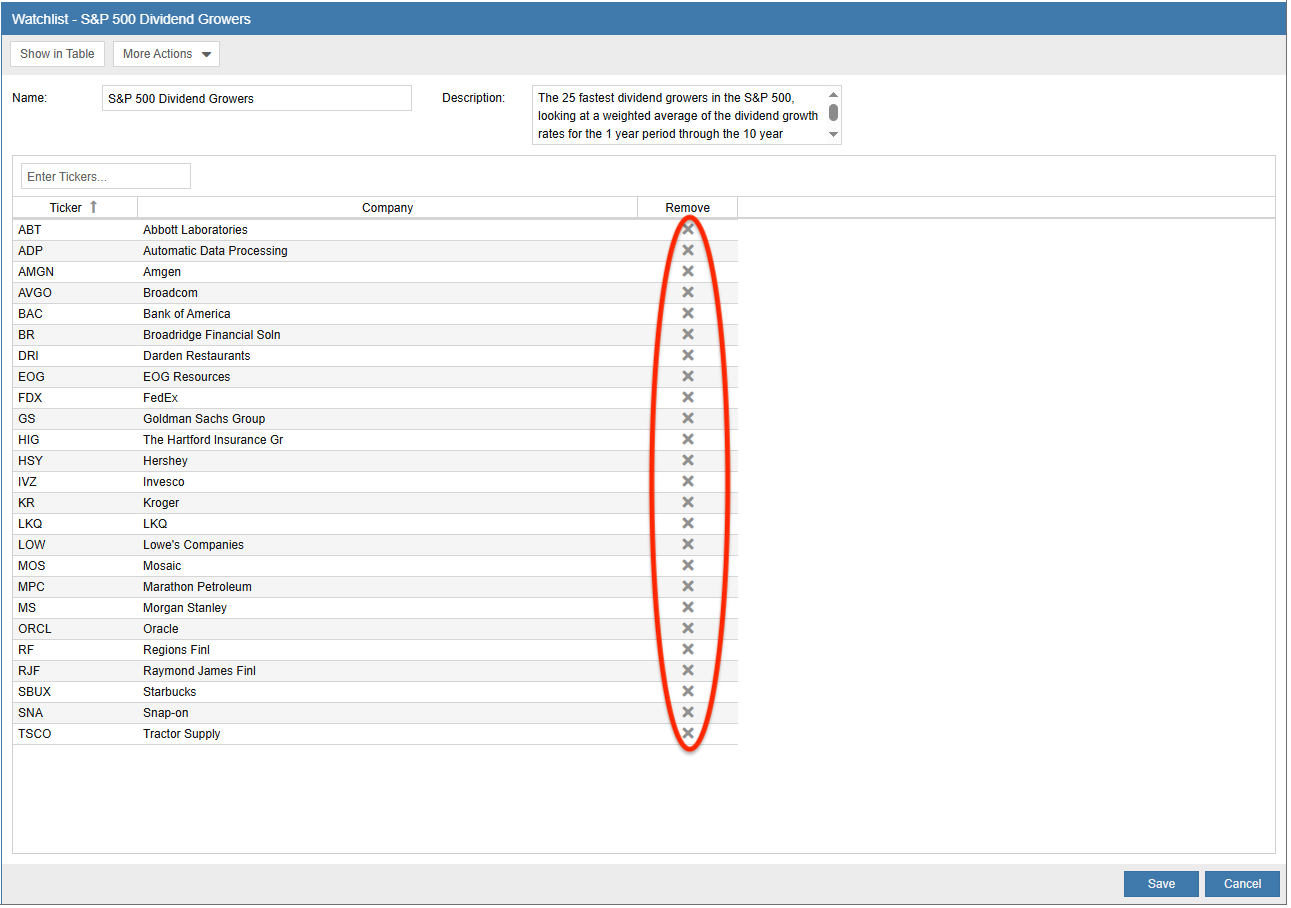 Update screener