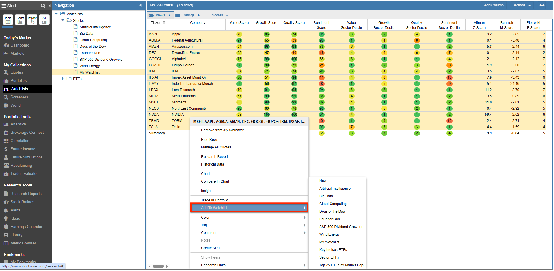combining watchlists