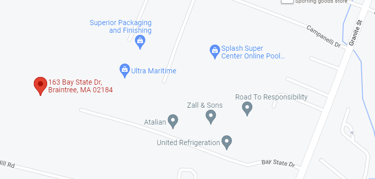 Google Map of 163 Bay State Drive, Braintree MA, 02184