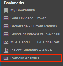 bookmark portfolio analytics